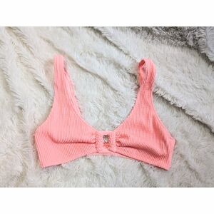 Aerie Scoop Style Ribbed Peach Color Rectangle Center Bikini Top Size Medium